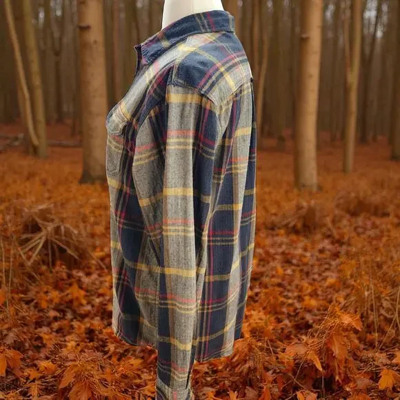 Orvis Shacket XL Men Brown Plaid Flannel Cotton Button Front Outdoor Camp Cabin - Picture 6 of 16